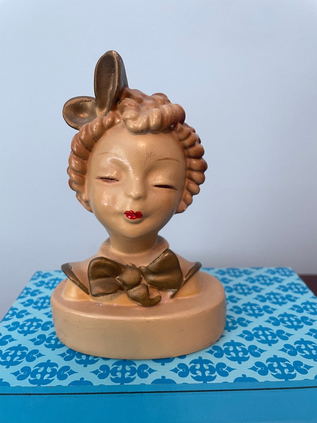 Vintage Chalkware Lady Figurine Bust Chalk Ware Etsy