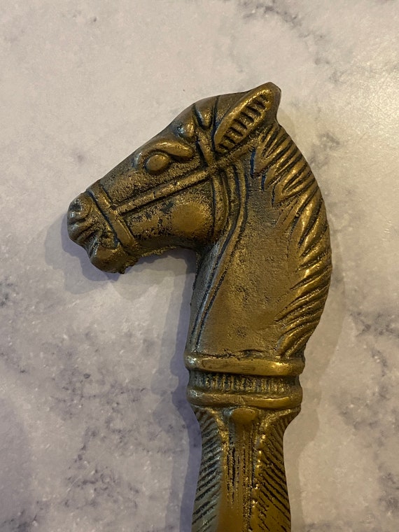 Brass Shoehorn Shoe Horn Solid Brass Horse Head S… - image 4
