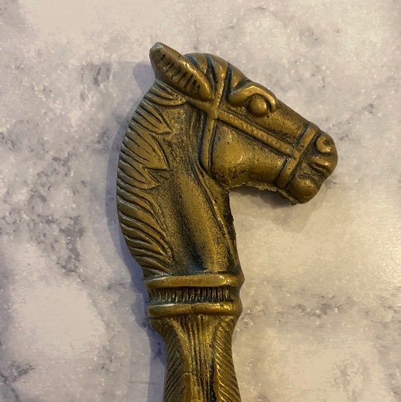 Brass Shoehorn Shoe Horn Solid Brass Horse Head S… - image 3