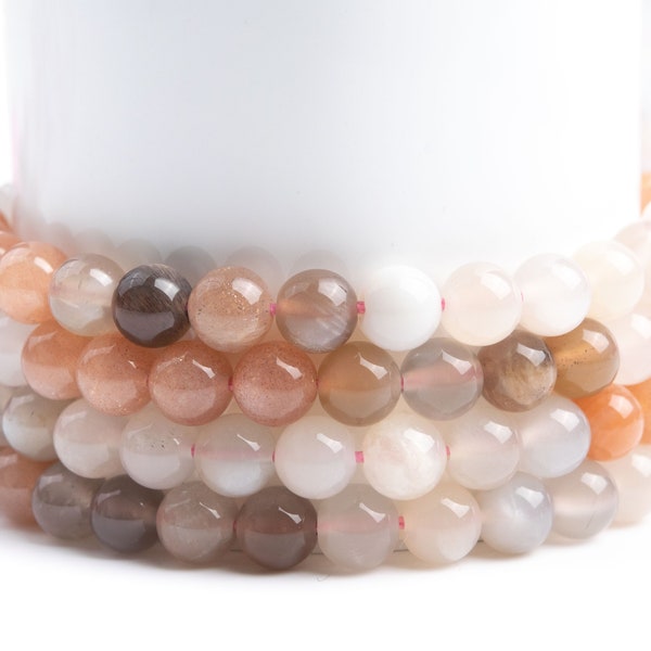 Natural Flash Multicolor Moonstone Gemstone Grade AAA Round 6mm 8mm 10mm Loose Beads