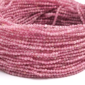 5/10 A granel Gema de turmalina rosa natural Grado AAA Facetada Redonda Cuentas Sueltas de 2 mm