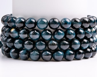 Oeil de faucon naturel, pierre précieuse bleue en oeil de tigre de qualité AA, ronde 6 mm 8 mm 10 mm 12 mm 14 mm, perles non fixées