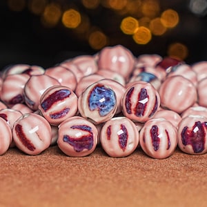 10 szt. 11 mm różowe paski ceramiczne koraliki dyniowe koraliki do tworzenia biżuterii DIY bransoletki