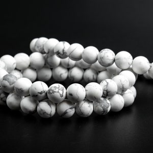 Natural Matte White Howlite Gemstone Grade AAA Round 8mm Loose Beads