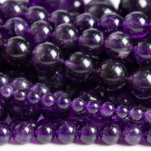 Genuine Natural Deep Purple Amethyst Gemstone Grade AAAAA Round 4mm 6mm 8mm 10mm 12mm Loose Beads