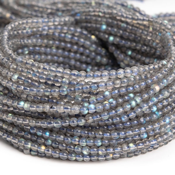 Natural Gray Labradorite Gemstone Grade AAA Round 2-3mm Loose Beads