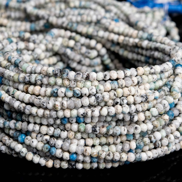 Natural Blue K2 Stone Gemstone Grade AAA Faceted Rondelle 3x2mm Loose Beads