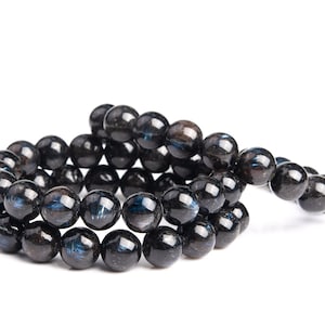 Natural Blue Iridescence Arfvedsonite Gemstone Grade AA Round 7mm 7-8mm 8mm 8-9mm 9mm 9-10mm 10mm 10-11mm 11mm Loose Beads