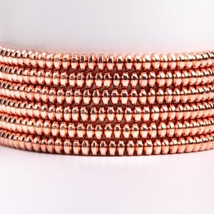 18k Rose Gold Hematite Gemstone Grade AAA Rondelle 4x2mm Loose Beads