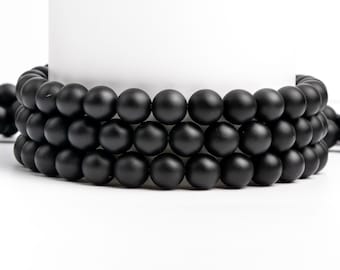 5/10 Strands Natural Matte Black Onyx Gemstone Grade AAA Round 6mm 7-8mm 10mm Loose Beads