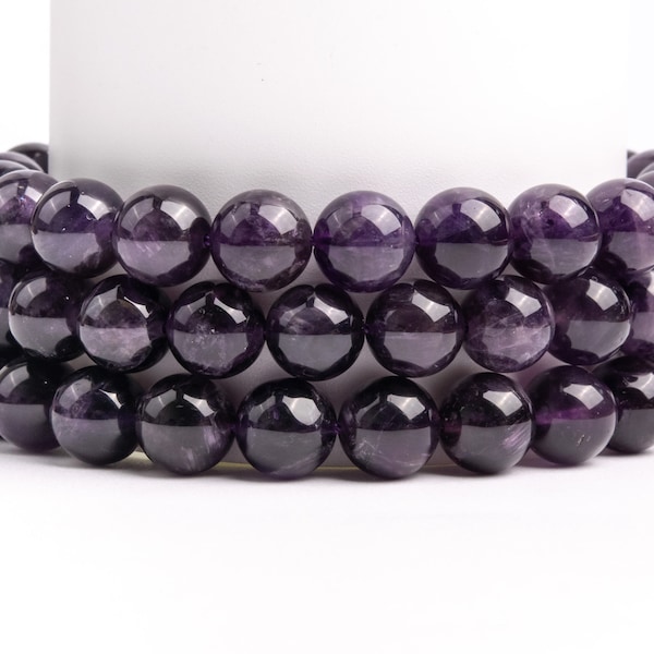 Améthyste naturelle violet foncé de qualité AAA ronde 6 mm 8 mm 10 mm 11-12 mm Perles en vrac