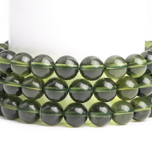 Natural Green Moldavite Gemstone Round 6mm 8mm 9mm 9-10mm 10mm 11mm 11-12mm 12mm 13-14mm 14mm 15mm Loose Beads
