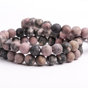 Natural Matte Pink Rhodonite Gemstone Grade AAA Round 8mm Loose Beads