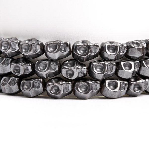 Natural Black Hematite Gemstone Grade AAA Skull 10x8mm Loose Beads