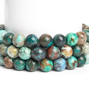 Natural Green Chrysocolla Gemstone Grade A Round 12mm Loose Beads
