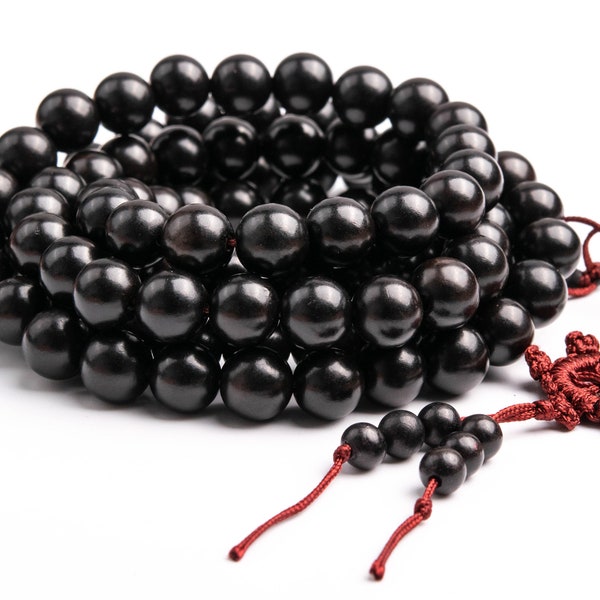 Natural Wood Black Ebony Blackwood Gemstone Round 10mm Loose Beads