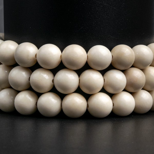 Natural Ivory Fossil Jasper Gemstone Grade AA Round 4mm 6mm 8-9mm 10mm Loose Beads