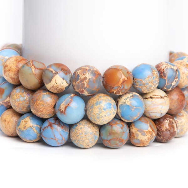 Light Blue Sea Sediment Imperial Jasper Gemstone Grade AAA Round 9-10mm Loose Beads