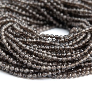 Natural Brown Smoky Quartz Gemstone Grade AAA Faceted Round 3mm Loose Beads