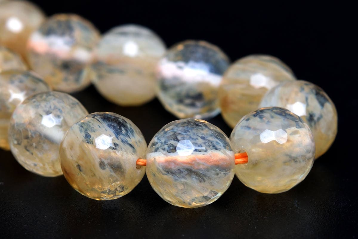 10MM Faceted Milky Golden Quartz Natural Gemstone Half Strand Etsy