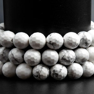 Natural White Howlite Gemstone Grade AAA Micro Faceted Round 6mm 8mm 10mm Loose Beads