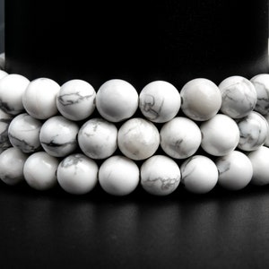 Natural White Howlite Gemstone Grade AAA Round 4-5mm 6mm  8mm 10mm 12mm 15-16mm Loose Beads