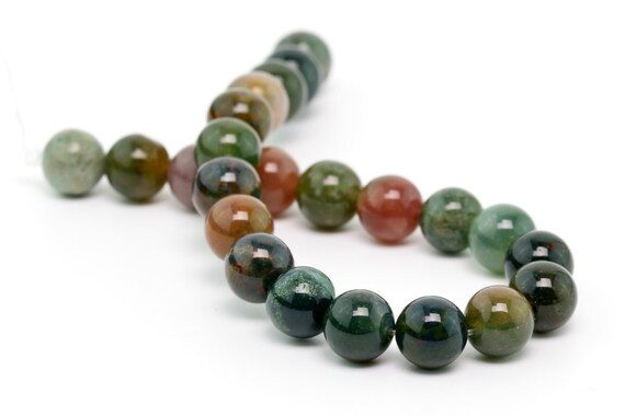 8MM SANCTUARY INDIAN AGATE GEMSTONE ROUND LOOSE BEADS 15.5/"