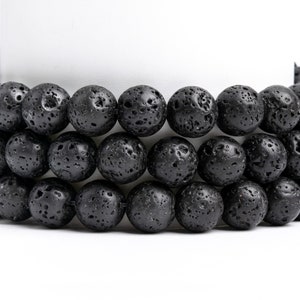 Natürliche schwarze vulkanische Lava Edelstein-Grade AAA Runde 6-7 mm 8-9 mm 10 mm 16 mm Lose Perlen
