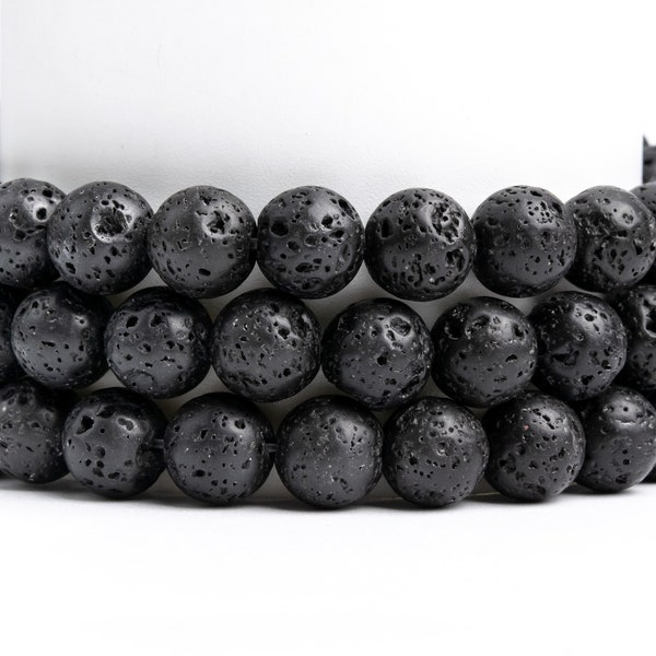 Natural Black Volcanic Lava Gemstone Grade AAA Round 6-7mm 8-9mm 10mm 16mm Loose Beads