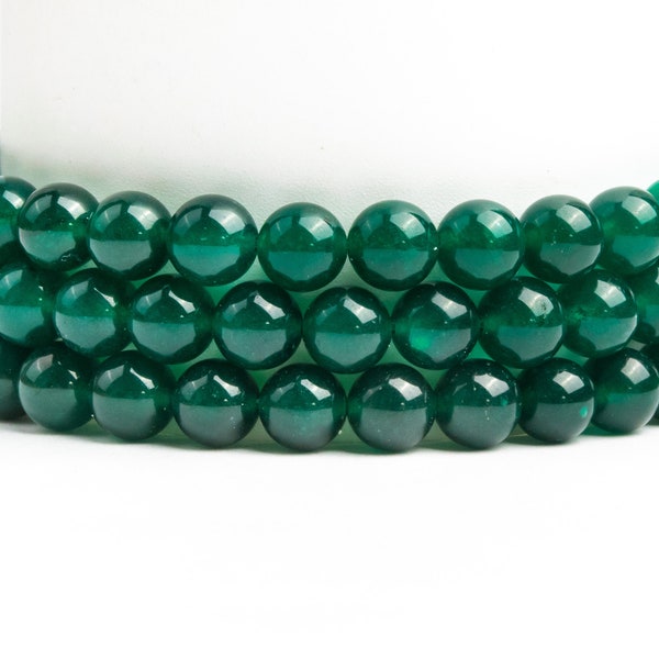 Dark Green Jade Gemstone Grade Round 7-8mm Loose Beads