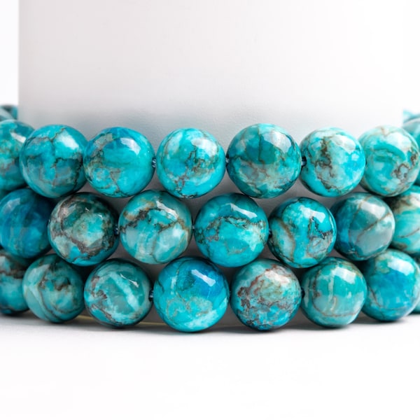 Cyan Magnesite Turquoise Gemstone Grade AAA Round 6-7mm 8-9mm 10-11mm 12mm Loose Beads