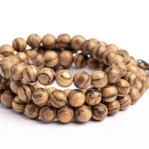 Natural Wood Light Brown White Qinan Sandalwood Gemstone Grade Round 8mm Loose Beads
