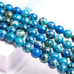 Apatite Blue Sea Sediment Imperial Jasper Gemstone Grade AAA Round 4mm 6mm 8mm 10mm Loose Beads