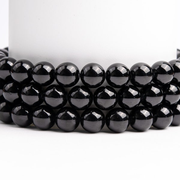 Natural Black Tourmaline Gemstone Grade AAA Round 3mm 4mm 5mm 6mm 8mm 10mm Loose Beads