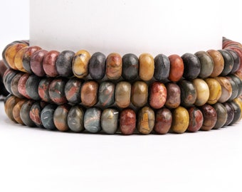 Natural Red Creek Jasper Gemstone Grade AAA Rondelle 6x4mm 8x4mm 10x5mm Loose Beads