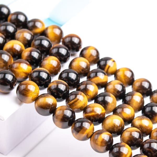 Natural Yellow Tiger Eye Gemstone Grade AAA Round 4-5mm 6mm 8mm 10mm 12mm 15-16mm Loose Beads