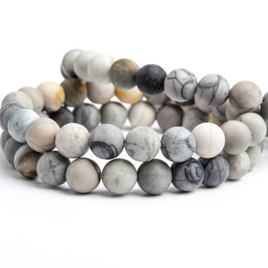 Natural Matte Gray Picasso Jasper Gemstone Grade AAA Round 8mm Loose Beads