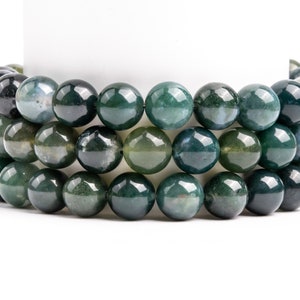 Natural Botanical Moss Agate Gemstone Grade AAA Round 4-5mm 6-7mm 8mm 10mm 12mm Loose Beads