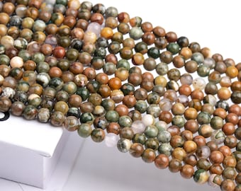 5/10 Strands Natural Green Rhyolite Gemstone Grade AA Round 4mm 6-7mm 8mm 10mm Loose Beads