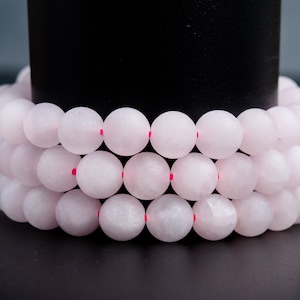 Natural Matte Pink Rose Quartz Gemstone Grade AAA Round 4mm 5-6mm 8mm Loose Beads