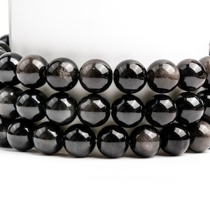Natural Silver Obsidian Gemstone Grade AAA Round 4-5mm 6mm 8mm 10mm 12-13mm Loose Beads