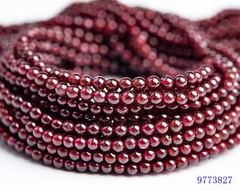 Natural Red Garnet Gemstone Grade AA Round 3-4mm 4-5mm 5mm 5-6mm Loose Beads
