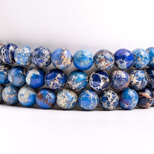 Carolina Blue Sea Sediment Imperial Jasper Gemstone Grade AAA Round 6mm 8mm 10mm Loose Beads