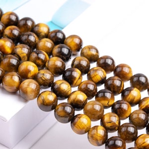 Natural Yellow Tiger Eye Gemstone Grade AA Round 4mm 6mm 8mm 10mm 12mm 16mm Loose Beads