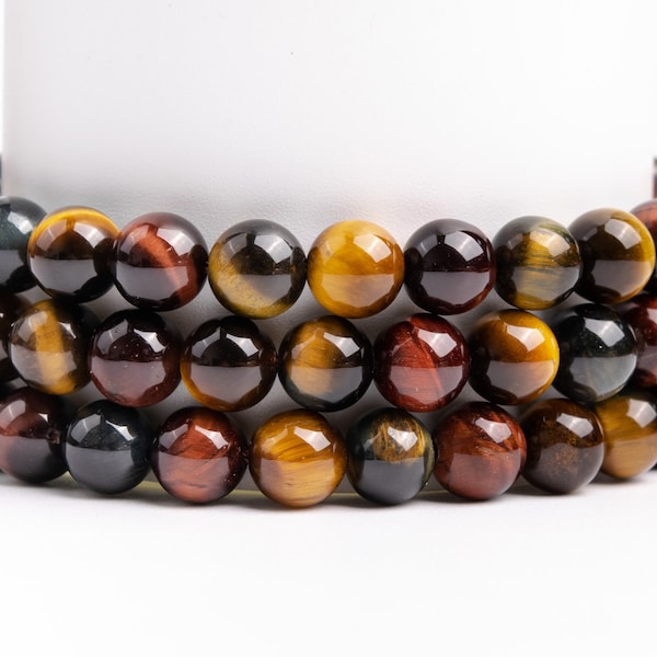 Natural Yellow Red Blue Tiger Eye Gemstone Grade AAA Round 6-7mm 8mm 10mm 12mm Loose Beads
