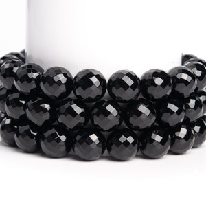 Natural Black Agate Gemstone Grade AAA Micro Faceted Round 8mm 10mm Loose Beads