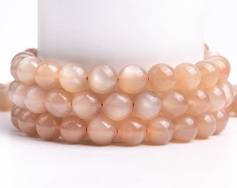Natural Peach Moonstone Gemstone Grade AA+ Round 5mm 5-6mm 6mm 8mm 9mm 9-10mm 10mm 11-12mm 14-15mm Loose Beads