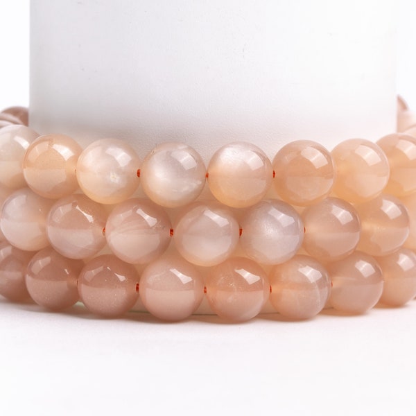 Natural Peach Moonstone Gemstone Grade AA+ Round 5mm 5-6mm 6mm 8mm 9mm 9-10mm 10mm 11-12mm 14-15mm Loose Beads