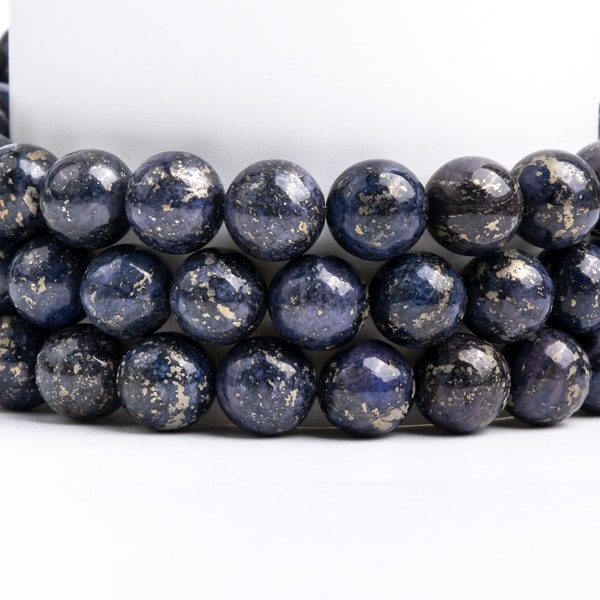 Deep Lapis Lazuli Blue Pyrite Gemstone Grade AAA Round 10mm Loose Beads