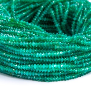 Green Agate Gemstone Grade AAA Faceted Rondelle 3x2mm Loose Beads